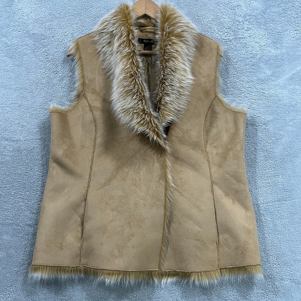 Style Co Vest Womens Large Faux Suede Fur Western Cowgirl Boho Hippie Y2K